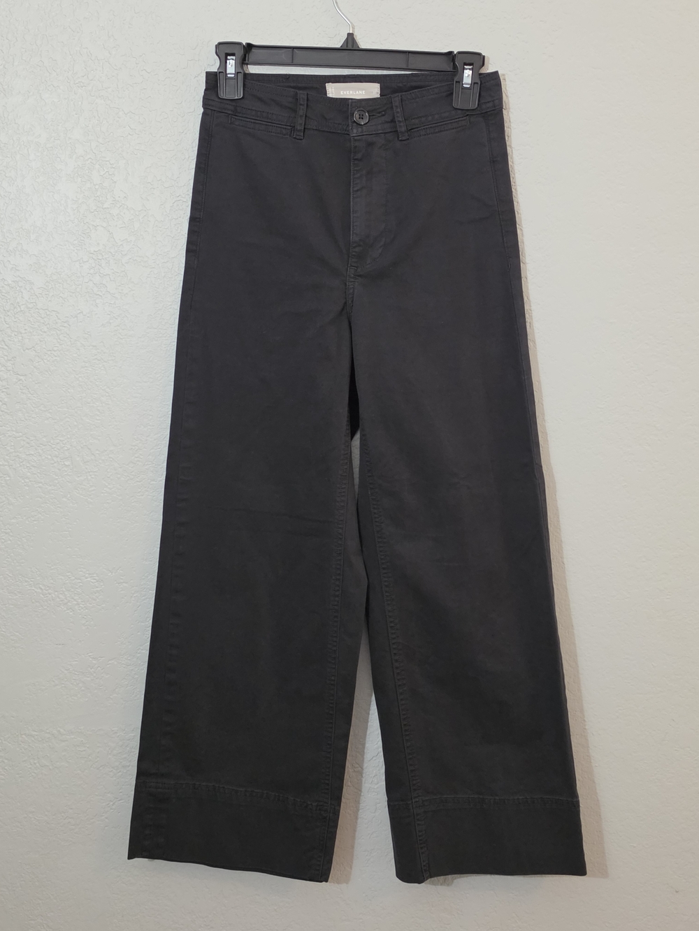 Everlane Lightweight Wide Leg Crop Stretch Cotton Pants Washed Black Womens 00 - Picture 2 of 11